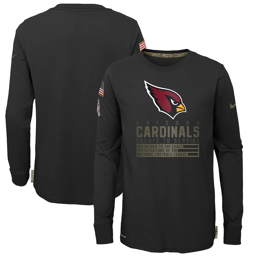 Nike Arizona Cardinals Youth Black Salute to Service Long Sleeve TShirt